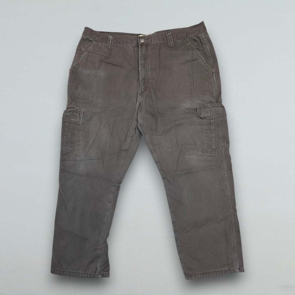 Gray Fleece Lined Cargo Pants Straight Leg Utility Workwear Size 40x30